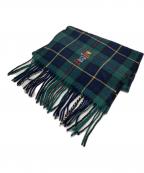 POLO RALPH LAURENポロ・ラルフローレン）の古着「ポロベアチェックマフラー」｜グリーン