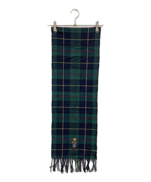 POLO RALPH LAUREN（ポロ・ラルフローレン）POLO RALPH LAUREN (ポロ・ラルフローレン) ポロベアチェックマフラー グリーンの古着・服飾アイテム