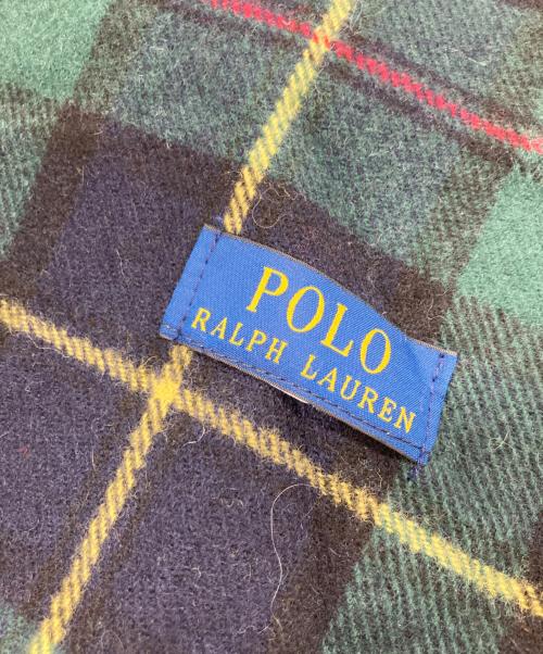 POLO RALPH LAUREN（ポロ・ラルフローレン）POLO RALPH LAUREN (ポロ・ラルフローレン) ポロベアチェックマフラー グリーンの古着・服飾アイテム