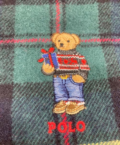 POLO RALPH LAUREN（ポロ・ラルフローレン）POLO RALPH LAUREN (ポロ・ラルフローレン) ポロベアチェックマフラー グリーンの古着・服飾アイテム