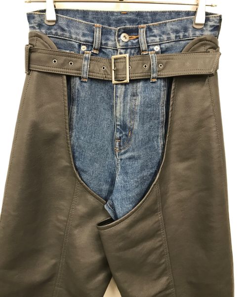 PRANK PROJECT（プランクプロジェクト）PRANK PROJECT (プランクプロジェクト) Vegan Leather Combi Denim ブルー×グレー サイズ:38の古着・服飾アイテム