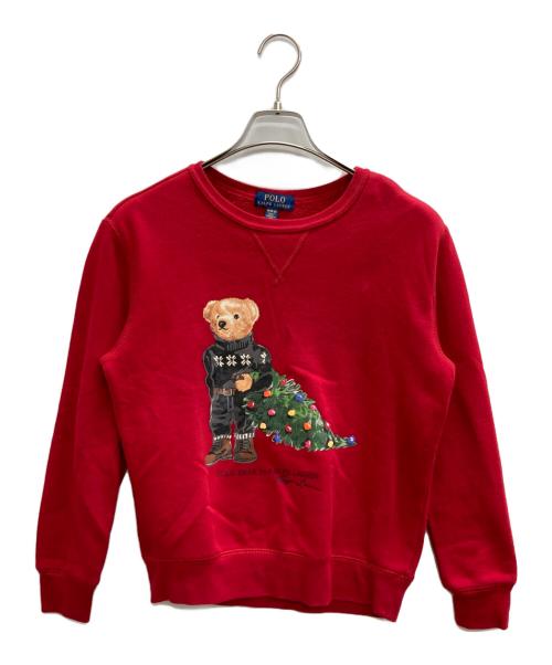 POLO RALPH LAUREN（ポロ・ラルフローレン）POLO RALPH LAUREN (ポロ・ラルフローレン) ポロベアプリントスウェット レッド サイズ:M（10-12）の古着・服飾アイテム