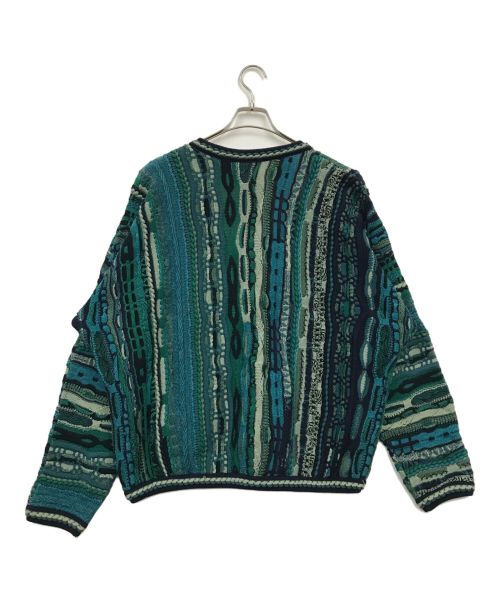 Coogi（クージー）Coogi (クージー) 3Dコットンニットカーディガン ネイビー×グリーン サイズ:Lの古着・服飾アイテム