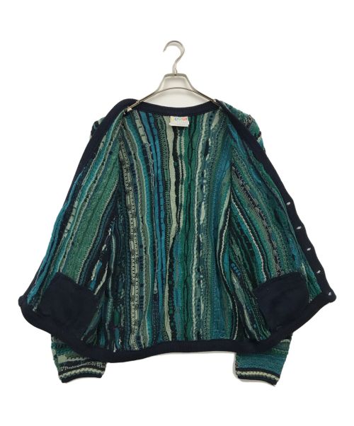 Coogi（クージー）Coogi (クージー) 3Dコットンニットカーディガン ネイビー×グリーン サイズ:Lの古着・服飾アイテム