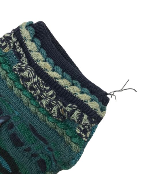 Coogi（クージー）Coogi (クージー) 3Dコットンニットカーディガン ネイビー×グリーン サイズ:Lの古着・服飾アイテム