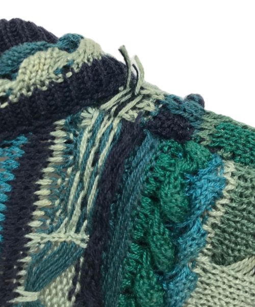 Coogi（クージー）Coogi (クージー) 3Dコットンニットカーディガン ネイビー×グリーン サイズ:Lの古着・服飾アイテム