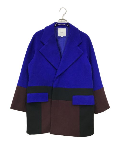 UN3D.（アンスリード）UN3D. (アンスリード) ブロッキングコート ブルー×ブラック サイズ:38の古着・服飾アイテム