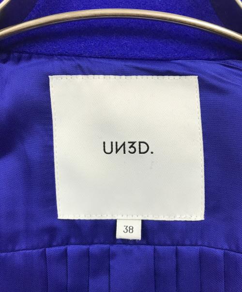 UN3D.（アンスリード）UN3D. (アンスリード) ブロッキングコート ブルー×ブラック サイズ:38の古着・服飾アイテム