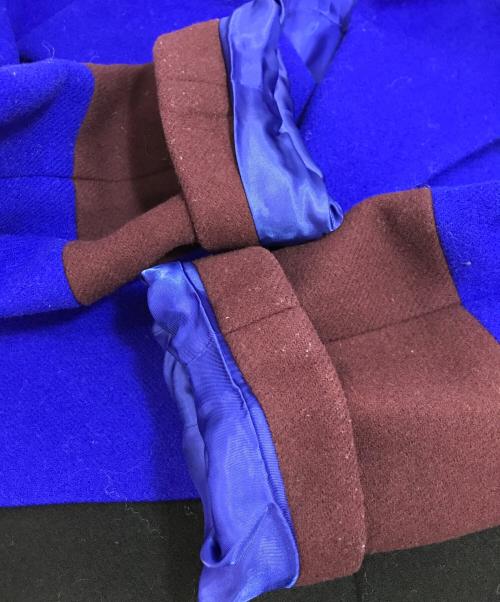 UN3D.（アンスリード）UN3D. (アンスリード) ブロッキングコート ブルー×ブラック サイズ:38の古着・服飾アイテム