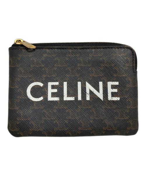 CELINE（セリーヌ）CELINE (セリーヌ) トリオンフコンパクトジップコインケース ブラウン×ブラックの古着・服飾アイテム