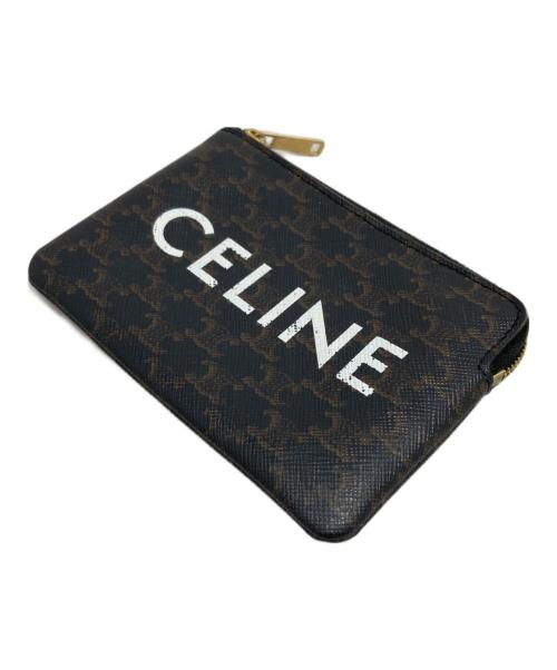 CELINE（セリーヌ）CELINE (セリーヌ) トリオンフコンパクトジップコインケース ブラウン×ブラックの古着・服飾アイテム