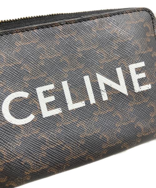 CELINE（セリーヌ）CELINE (セリーヌ) トリオンフコンパクトジップコインケース ブラウン×ブラックの古着・服飾アイテム