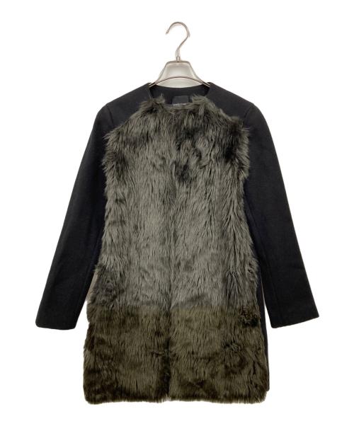 YOKO CHAN（ヨーコチャン）YOKO CHAN (ヨーコチャン) フェイクファーノーカラーコート ブラック サイズ:38の古着・服飾アイテム