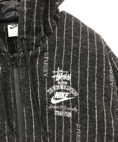 NIKE（ナイキ）NIKE (ナイキ) stussy (ステューシー) Striped Wool Jacket ブラック サイズ:Lの古着・服飾アイテム