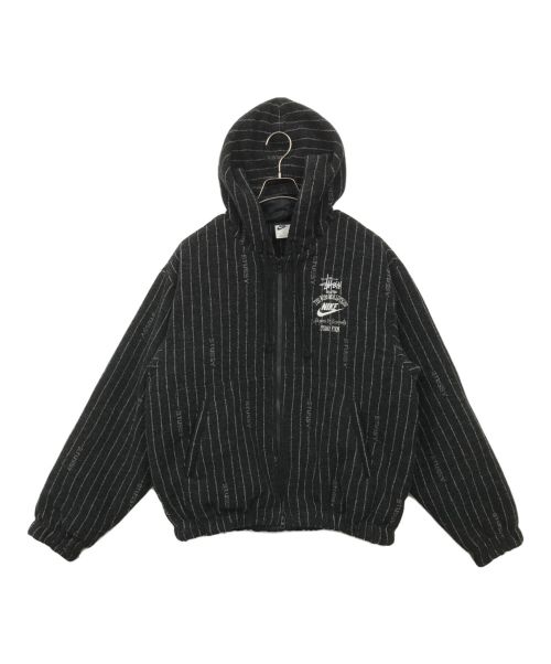 NIKE（ナイキ）NIKE (ナイキ) stussy (ステューシー) Striped Wool Jacket ブラック サイズ:Lの古着・服飾アイテム
