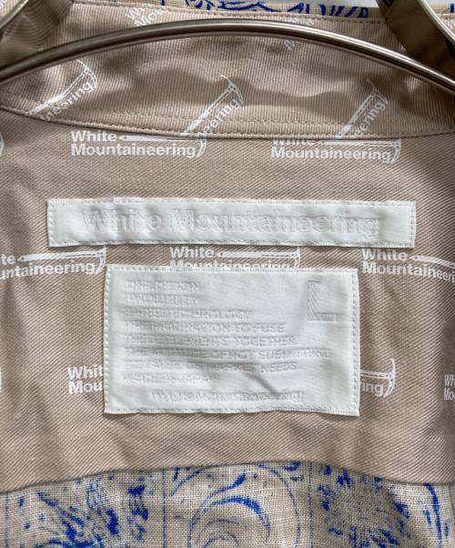 WHITE MOUNTAINEERING（ホワイトマウンテ二アニング）WHITE MOUNTAINEERING (ホワイトマウンテ二アニング) S/Sリネンブレンド総柄シャツ ブルー×ベージュ サイズ:Lの古着・服飾アイテム