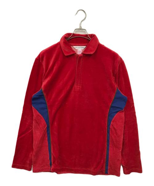 COMME des GARCONS SHIRT（コムデギャルソンシャツ）COMME des GARCONS SHIRT (コムデギャルソンシャツ) ハーフジップベロアカットソー レッド サイズ:Lの古着・服飾アイテム