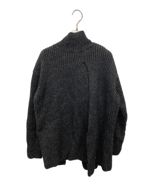 YOHJI YAMAMOTO（ヨウジヤマモト）YOHJI YAMAMOTO (ヨウジヤマモト) バックボウタイフロントスリットニット ブラック サイズ:Mの古着・服飾アイテム