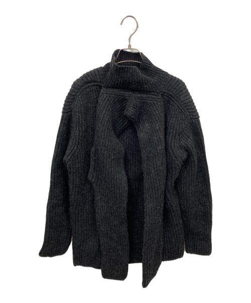 YOHJI YAMAMOTO（ヨウジヤマモト）YOHJI YAMAMOTO (ヨウジヤマモト) バックボウタイフロントスリットニット ブラック サイズ:Mの古着・服飾アイテム