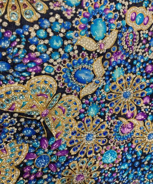 LEONARD（レオナール）LEONARD (レオナール) カシミヤラインストーンニット ネイビー サイズ:Lの古着・服飾アイテム