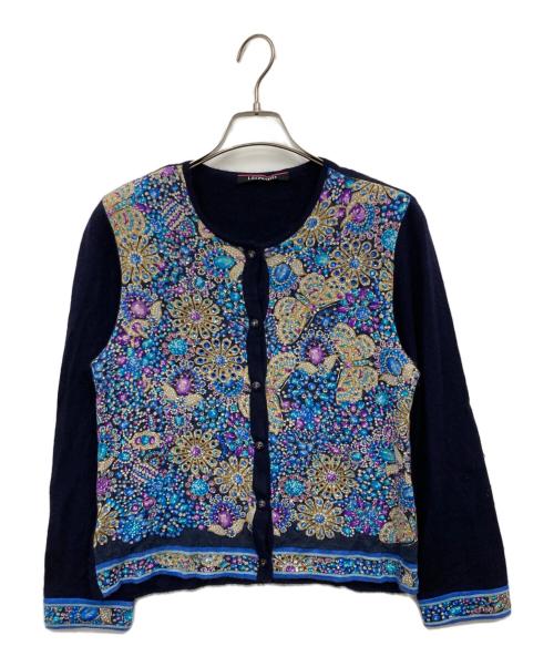 LEONARD（レオナール）LEONARD (レオナール) カシミヤラインストーンカーディガン ブラック サイズ:Lの古着・服飾アイテム