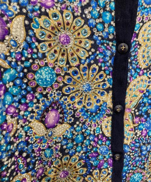 LEONARD（レオナール）LEONARD (レオナール) カシミヤラインストーンカーディガン ブラック サイズ:Lの古着・服飾アイテム