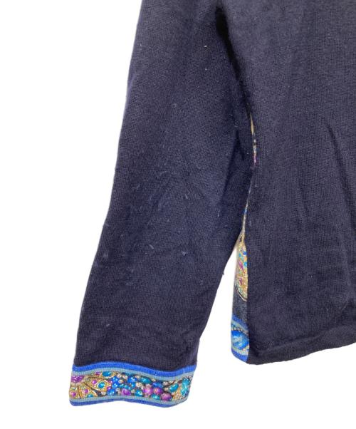 LEONARD（レオナール）LEONARD (レオナール) カシミヤラインストーンカーディガン ブラック サイズ:Lの古着・服飾アイテム