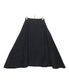 MADISON BLUE（マディソンブルー）の古着「MAXI FLARE BACK SATIN スカート」｜ネイビー