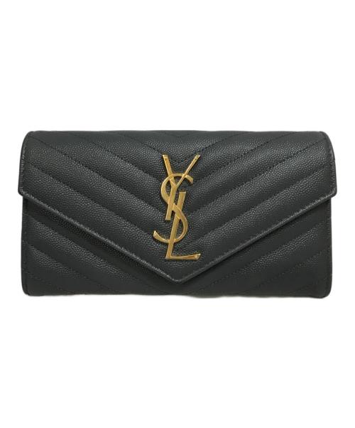 Saint Laurent Paris（サンローランパリ）Saint Laurent Paris (サンローランパリ) YSLロゴ長財布 グレーの古着・服飾アイテム