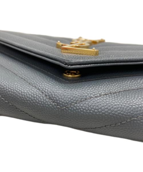 Saint Laurent Paris（サンローランパリ）Saint Laurent Paris (サンローランパリ) YSLロゴ長財布 グレーの古着・服飾アイテム