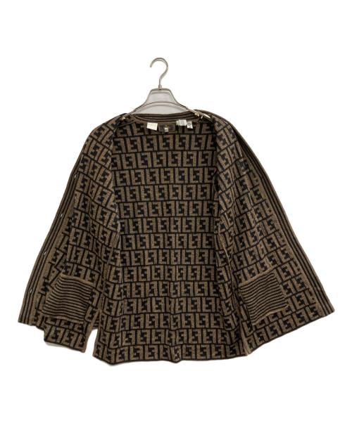 FENDI（フェンディ）FENDI (フェンディ) ズッカ柄ニットカーディガン ブラウン サイズ:42の古着・服飾アイテム