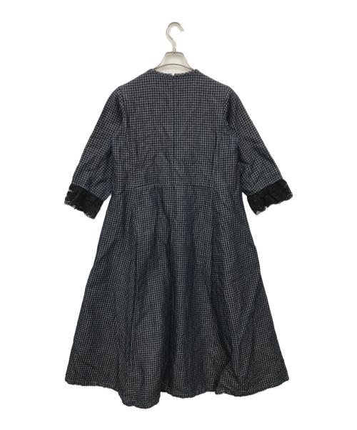 GRANDMA MAMA DAUGHTER（グランマママドーター）GRANDMA MAMA DAUGHTER (グランマママドーター) インディゴギンガムマキシワンピース ネイビーの古着・服飾アイテム