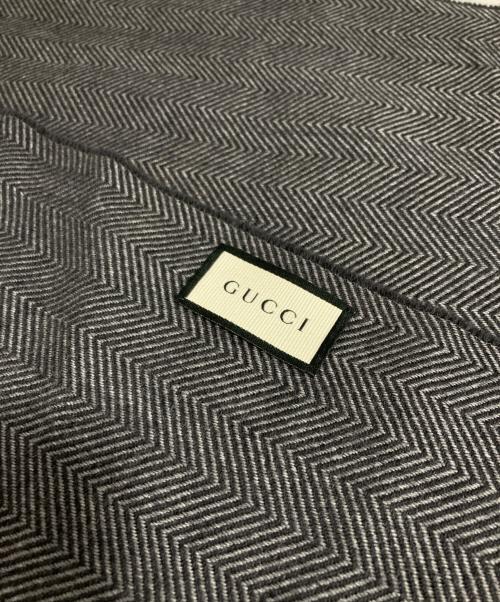 GUCCI（グッチ）GUCCI (グッチ) シェリーライン×ヘリンボーン ストール グレーの古着・服飾アイテム