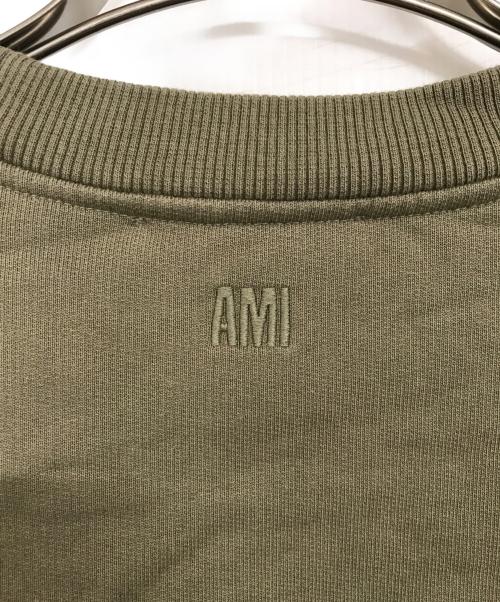 ami（アミ）ami (アミ) ハートロゴ刺繍スウェット オリーブ サイズ:Sの古着・服飾アイテム