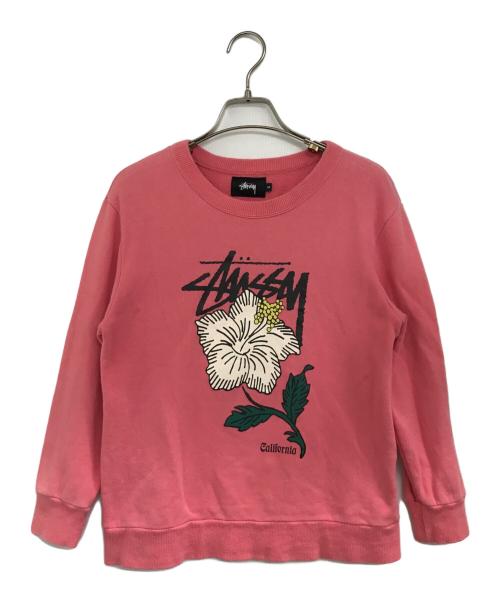 stussy（ステューシー）stussy (ステューシー) ハイビスカス  スウェット ピンク サイズ:Mの古着・服飾アイテム