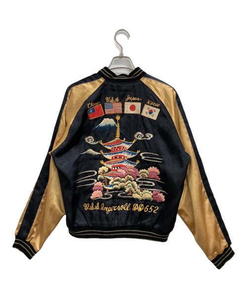 東洋エンタープライズ（トウヨウエンタープライズ）東洋エンタープライズ (トウヨウエンタープライズ) 五重塔スカジャン ブラック/ゴールド×レッド/シルバー サイズ:Mの古着・服飾アイテム