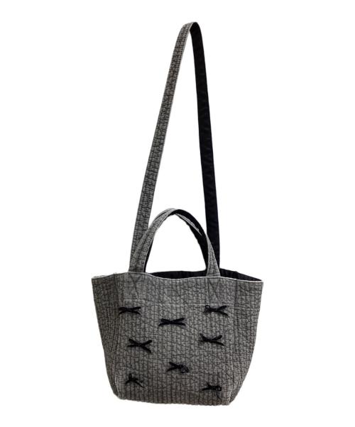 Gypsohila（ジプソフィア）Gypsohila (ジプソフィア) リボントートバッグ グレーの古着・服飾アイテム