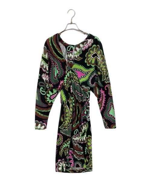 Emilio Pucci（エミリオ プッチ）Emilio Pucci (エミリオ プッチ) シルク混ペイズリーワンピース 黄緑 サイズ:38 未使用品の古着・服飾アイテム