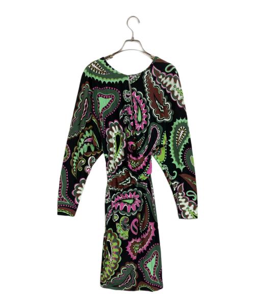 Emilio Pucci（エミリオ プッチ）Emilio Pucci (エミリオ プッチ) シルク混ペイズリーワンピース 黄緑 サイズ:38 未使用品の古着・服飾アイテム