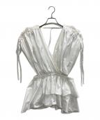 MAISON SPECIALメゾンスペシャル）の古着「メモリータフタボリュームティアードブラウス」｜ホワイト