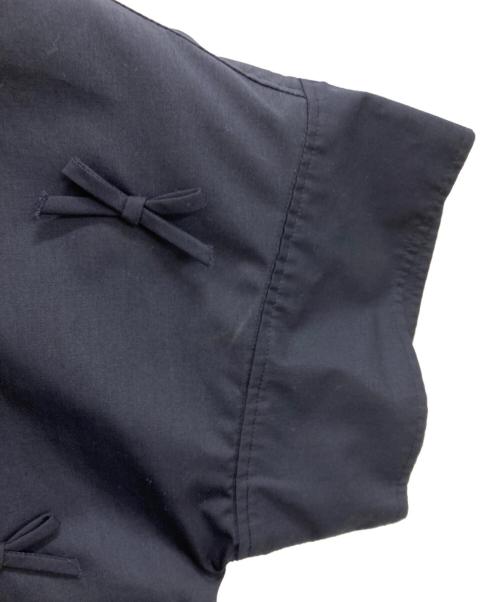 Gypsohila（ジプソフィア）Gypsohila (ジプソフィア) Good Luck Blouseリボン半袖シャツ ネイビー サイズ:Fの古着・服飾アイテム