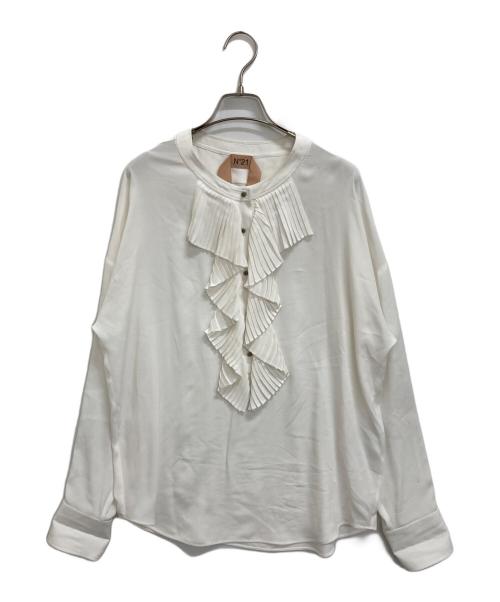 N°21（ヌメロヴェントゥーノ）N°21 (ヌメロヴェントゥーロ) フロントフリルバンドカラーシャツブラウス ホワイト サイズ:42の古着・服飾アイテム