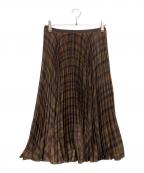 POLO RALPH LAURENポロ・ラルフローレン）の古着「プリーテッドプラッドクレープラインミディスカート」｜ブラウン