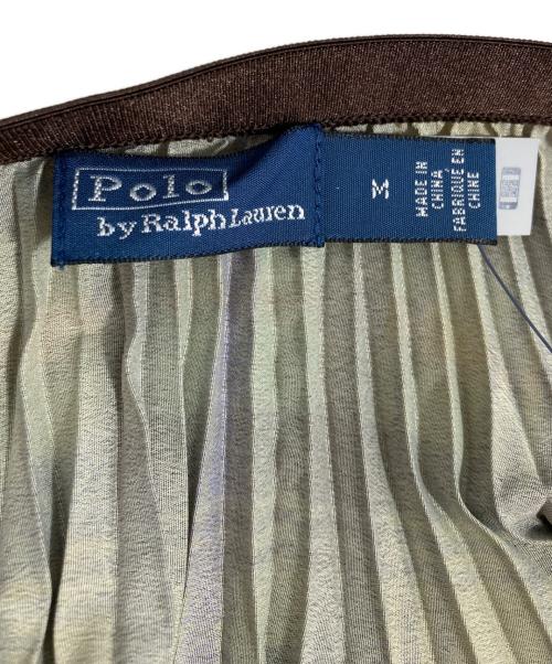 POLO RALPH LAUREN（ポロ・ラルフローレン）POLO RALPH LAUREN (ポロ・ラルフローレン) プリーテッドプラッドクレープラインミディスカート ブラウン サイズ:M 未使用品の古着・服飾アイテム