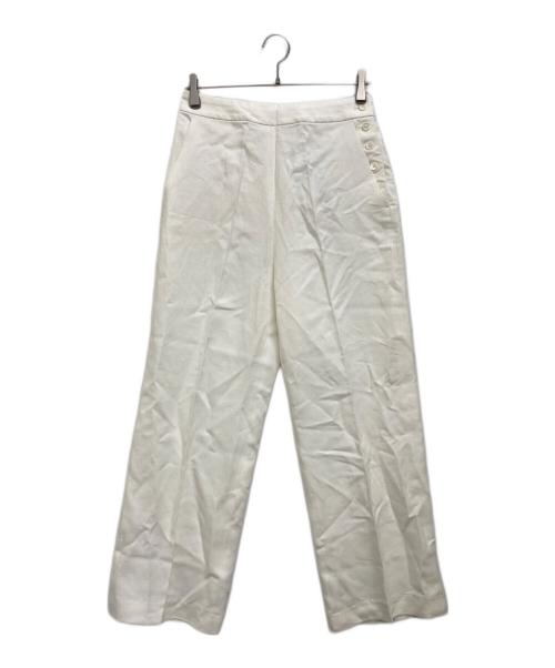 POLO RALPH LAUREN（ポロ・ラルフローレン）POLO RALPH LAUREN (ポロ・ラルフローレン) ヘンプワイドレッグパンツ ホワイト サイズ:4の古着・服飾アイテム