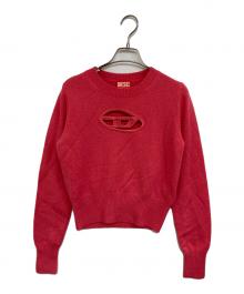 DIESEL（ディーゼル）の古着「M-AREESA ロゴ刺繍クルーネックニット」｜ピンク