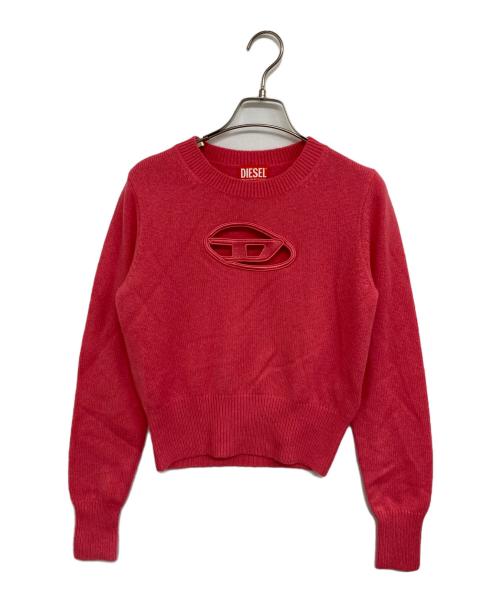 DIESEL（ディーゼル）DIESEL (ディーゼル) M-AREESA ロゴ刺繍クルーネックニット ピンク サイズ:Sの古着・服飾アイテム