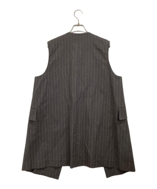 BACCA（バッカ）BACCA (バッカ) リネンコットンストライプノーカラーベスト グレー サイズ:36の古着・服飾アイテム