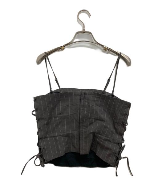 BACCA（バッカ）BACCA (バッカ) リネンコットンストライプキャミソールビスチェ グレー サイズ:36の古着・服飾アイテム