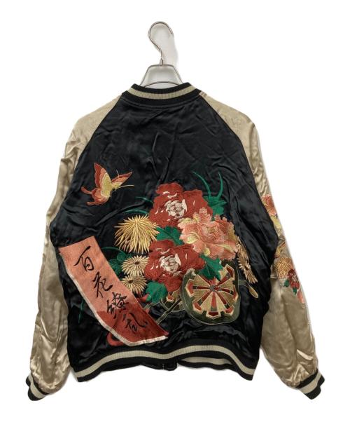 百花繚乱（ヒャッカリョウラン）百花繚乱 (ヒャッカリョウラン) スカジャン ブラック×ブラック サイズ:XLの古着・服飾アイテム